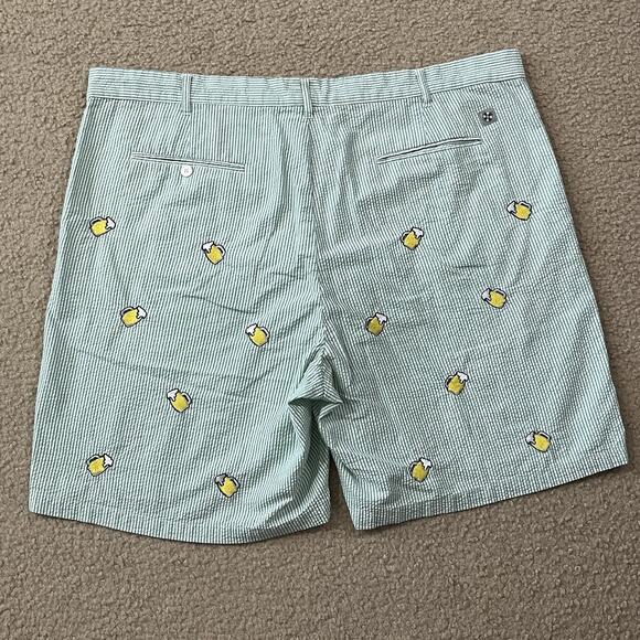 Castaway Nantucket Island Men's Seersucker Beer Mug Chino Shorts Green Size 44 - Picture 4 of 6